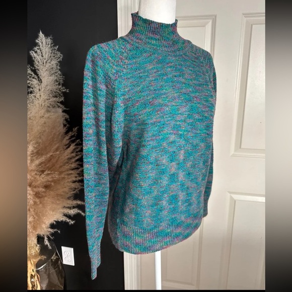 Vintage Le Moda Knitwear Multicolor Silk Blend Mock Neck Sweater 
Size Small - Picture 8 of 13